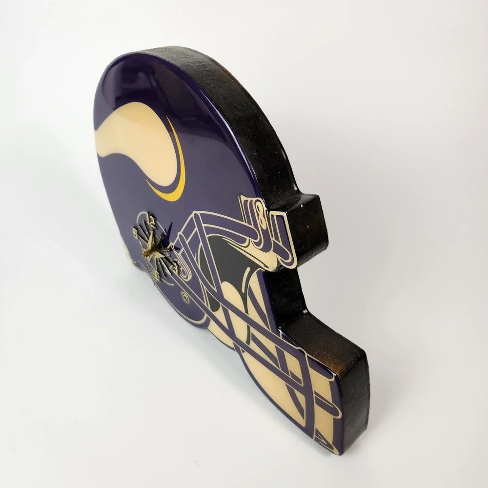 Minnesota Vikings NFL Football Helmet Wall Clock Purple Gold Glossy Sports Decor